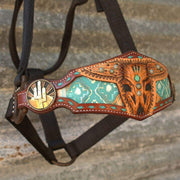 Kk Leathers Turquoise Aztec Desert Dweller Bronc Noseband Nylon Horse Halter