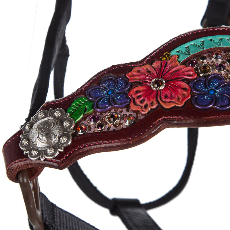 Kk Leathers Hawaiian Floral Bronc Halter