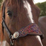Kk Leathers Red and Purple Leopard Floral Bronc Noseband Nylon Horse Halter