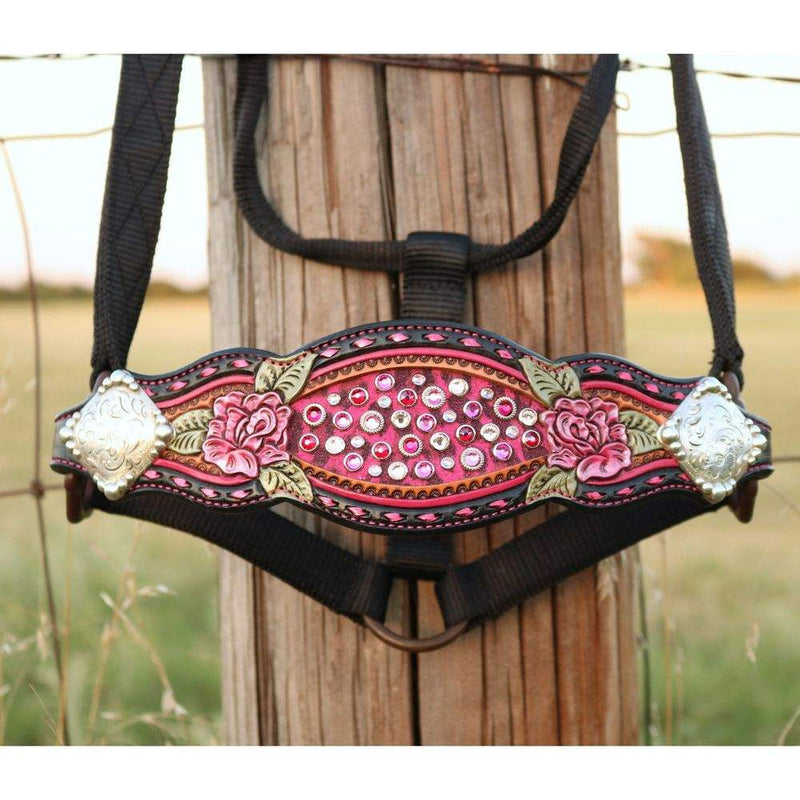 Kk Leathers Pink Roses Bronc Halter