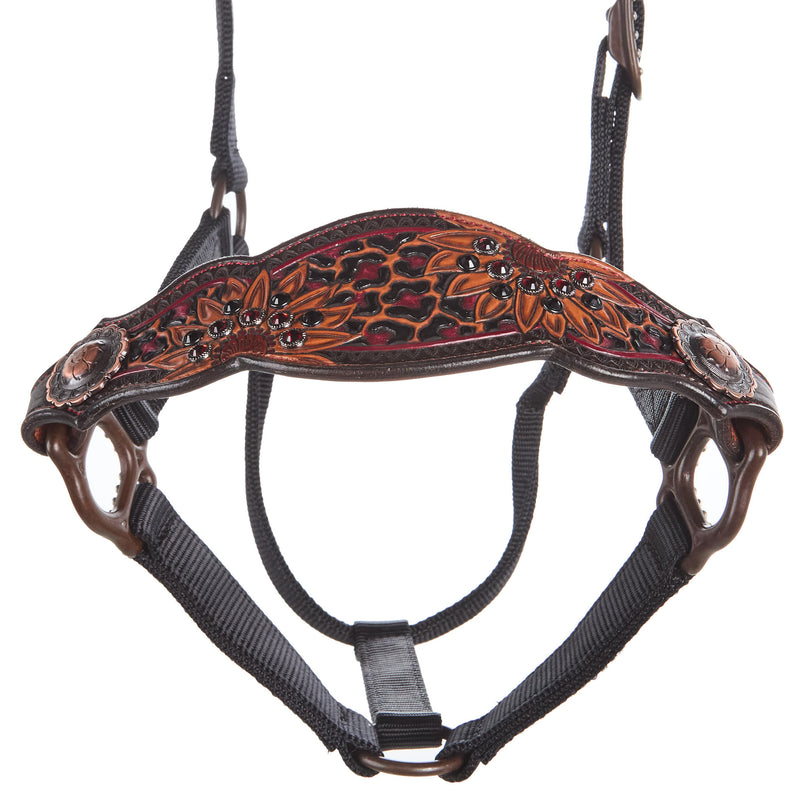 Kk Leathers Red Leopard Sunflower Bronc Halter