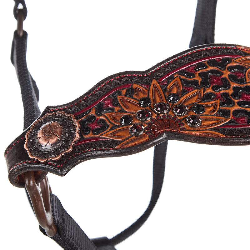 Kk Leathers Red Leopard Sunflower Bronc Halter