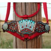 Kk Leathers Turquoise Red Chief Indian Headdress Bronc Halter