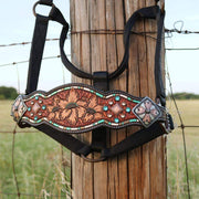 Kk Leathers Turquoise Zuni Floral Bronc Halter