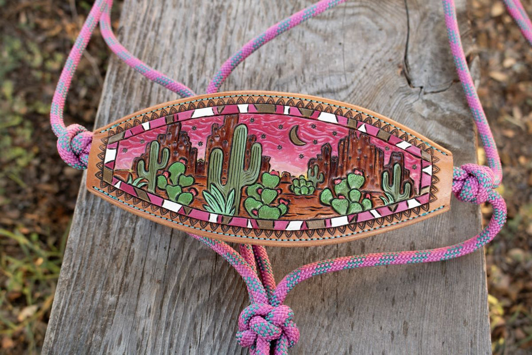 Kk Leathers Pink Desert Sunrise Bronc Noseband Rope Halter