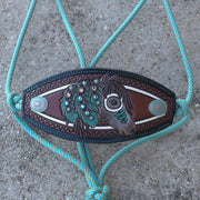 Kk Leathers Turquoise War Horse Bronc Noseband Rope Halter