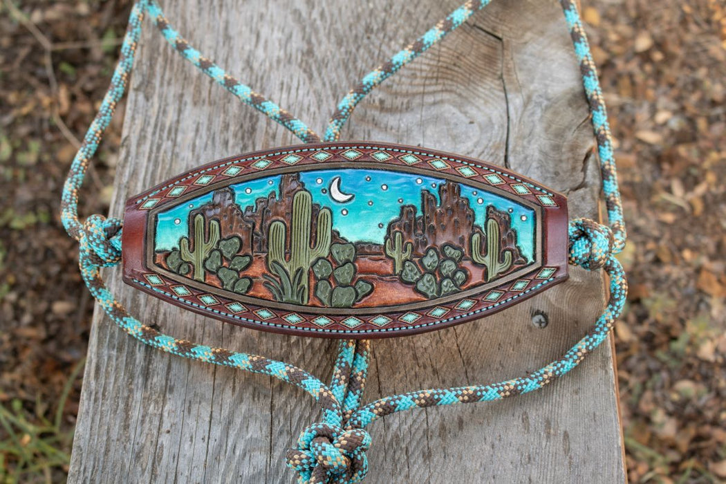 Kk Leathers Turquoise Western Desert Bronc Noseband Rope Halter