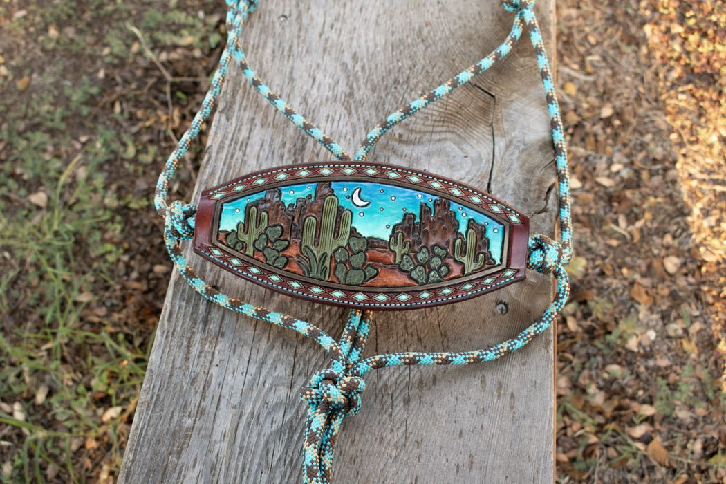 Kk Leathers Turquoise Western Desert Bronc Noseband Rope Halter
