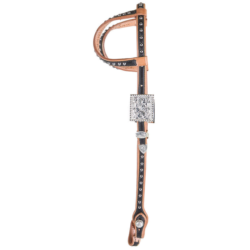 Kathys Show Equipment Black Inlay Double Ear Show Headstall