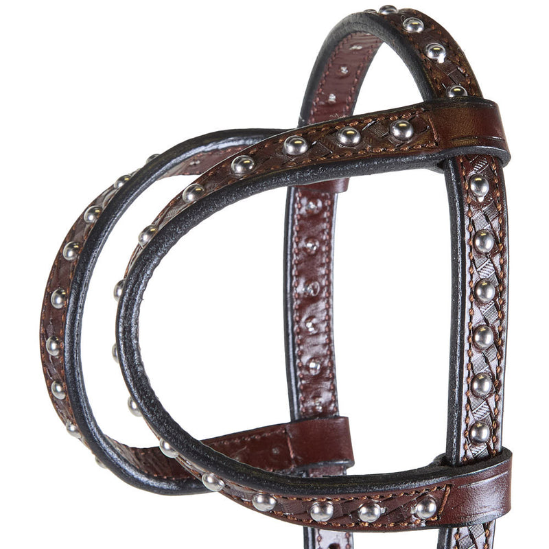 Kathys Show Equipment Chocolate Basket Stamp Dotted Double Ear Show Headstall