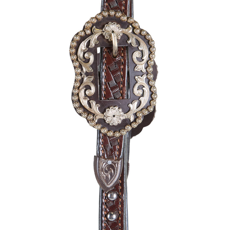 Kathys Show Equipment Chocolate Basket Stamp Dotted Double Ear Show Headstall