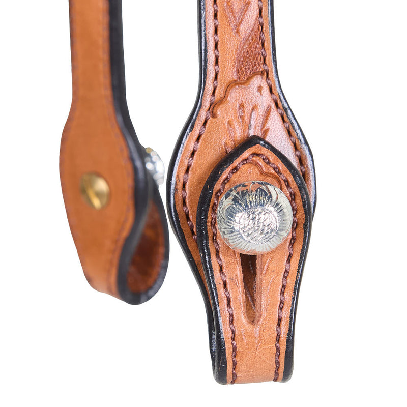 Kathys Show Equipment Russet Tan Double Ear Silver Show Headstall