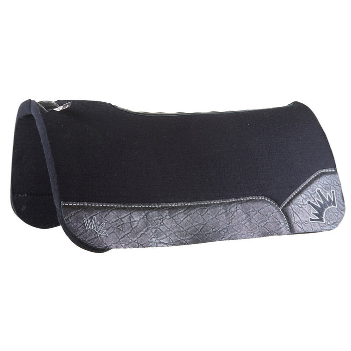 Best Ever Pads 1in Black Kush Saddle Pad with Elephant Wear Leathers and Silver Crown