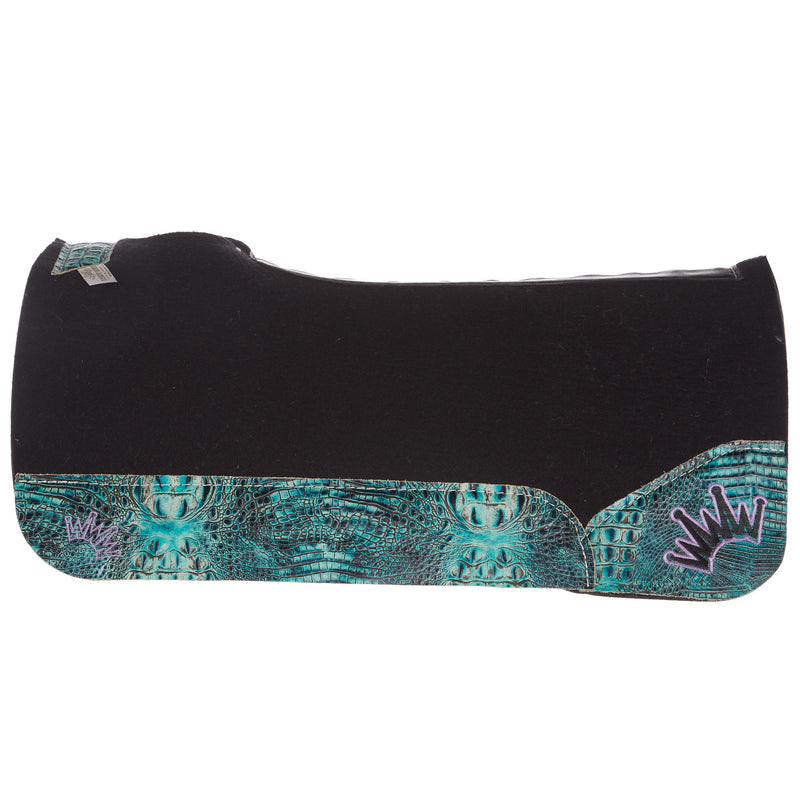 Best Ever Pads Kush Turquoise Croc Black Felt Saddle Pad 3/4x30x30