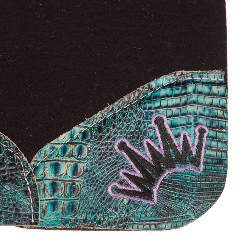 Best Ever Pads Kush Turquoise Croc Black Felt Saddle Pad 3/4x30x30