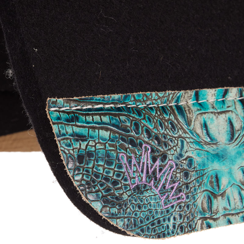 Best Ever Pads Kush Turquoise Croc Black Felt Saddle Pad 3/4x30x30