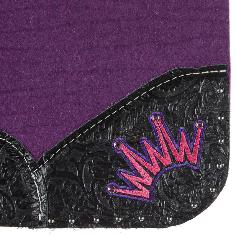 Best Ever Pads Kush Black Floral Purple Felt Wither Relief Saddle Pad