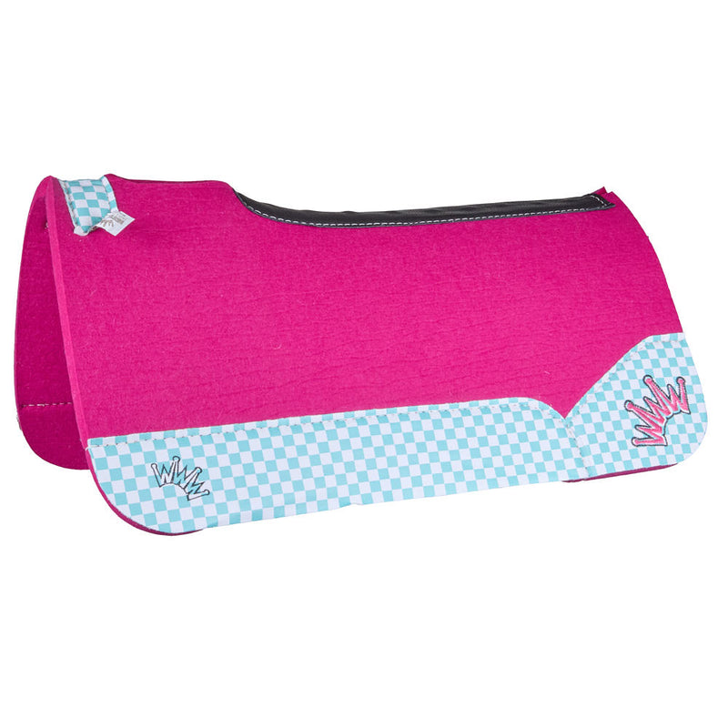 Best Ever Pads 3/4in. Kush Checkered Pink Felt Saddle Pad