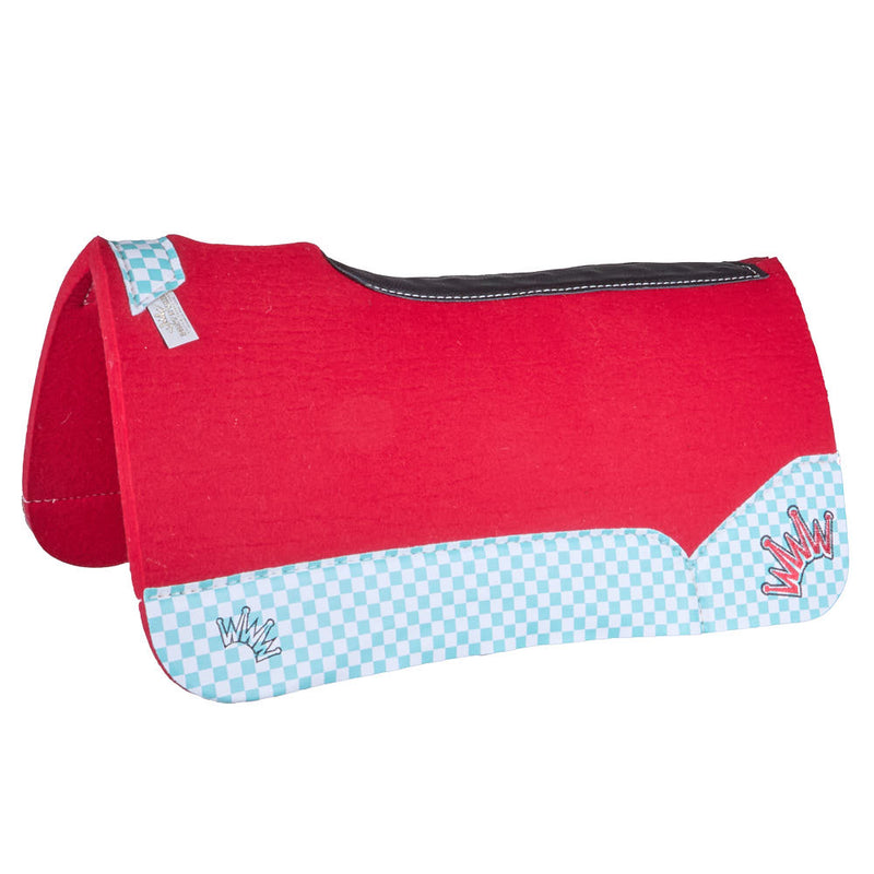 Best Ever Pads 3/4in. Kush Checkered Red Felt Saddle Pad