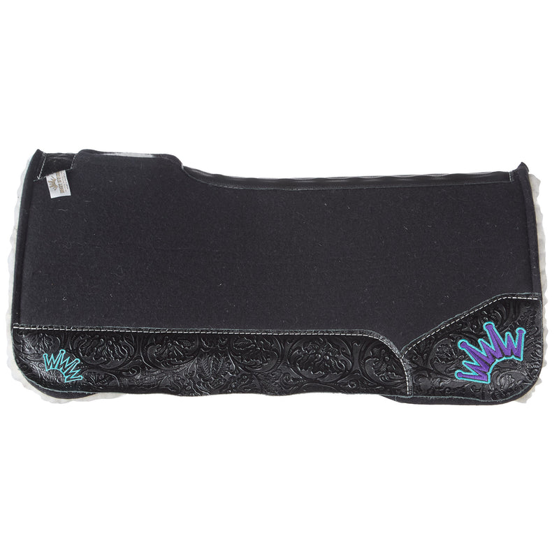 Best Ever Pads Kush Fleesar Black with Black Floral Saddle Pad