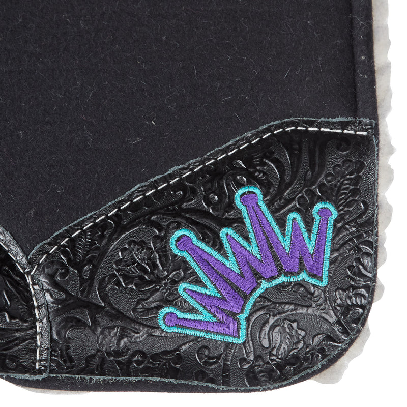 Best Ever Pads Kush Fleesar Black with Black Floral Saddle Pad