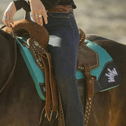 Best Ever Pads Kush 3/4 Inch Turquoise Felt Saddle Pad with Black Wear Leathers