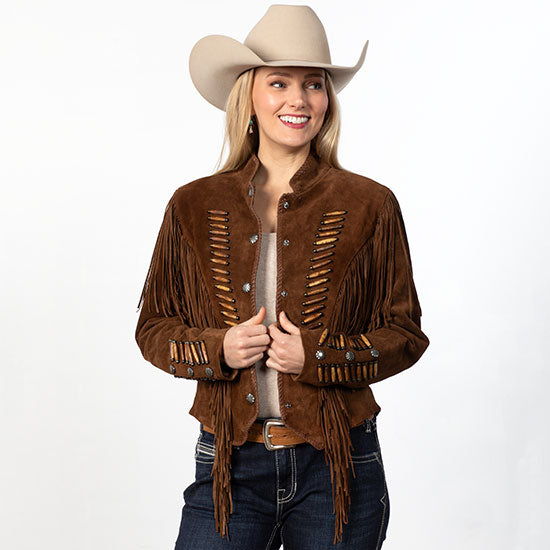 Skully Clothing Scully Cafe Brown Suede Fringe Jacket
