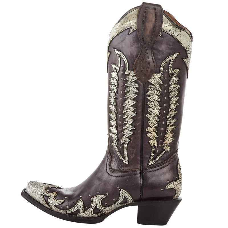 Circle G Women`s Black Bone Overlay 13in. Boot