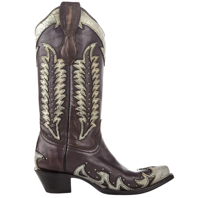 Circle G Women`s Black Bone Overlay 13in. Boot
