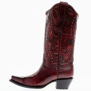 Circle G Women's Wine Embroidery 13 Top Snip Toe Boot