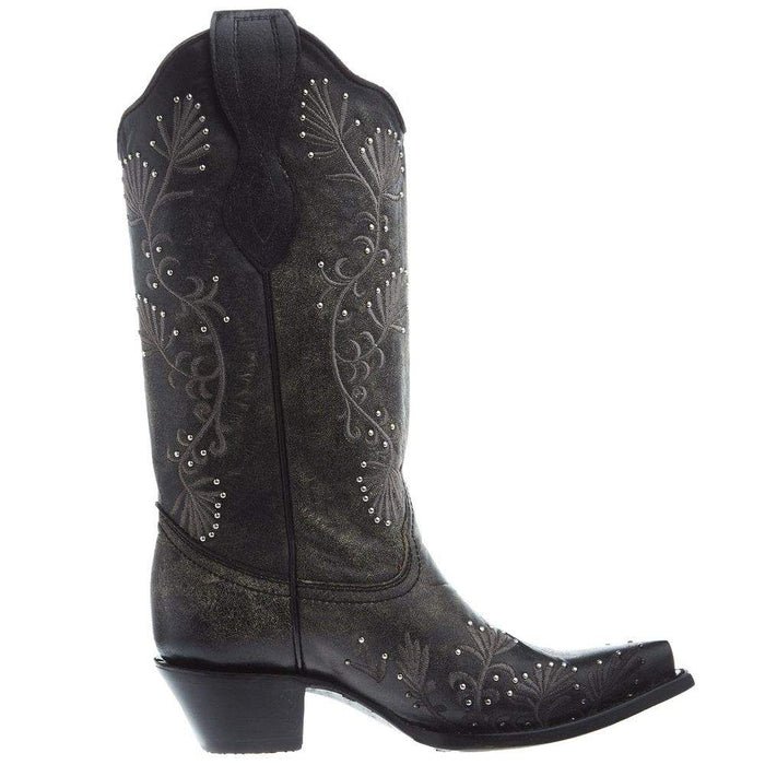 Circle G Women's Black Embroidery 13 Top Snip Toe Cowgirl Boot