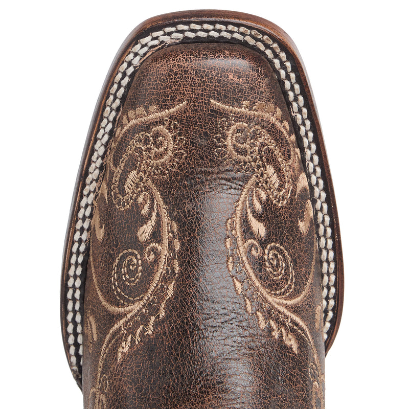 Circle G Women's Brown Crackle Dragon Fly Embroidery Cowgirl Boots