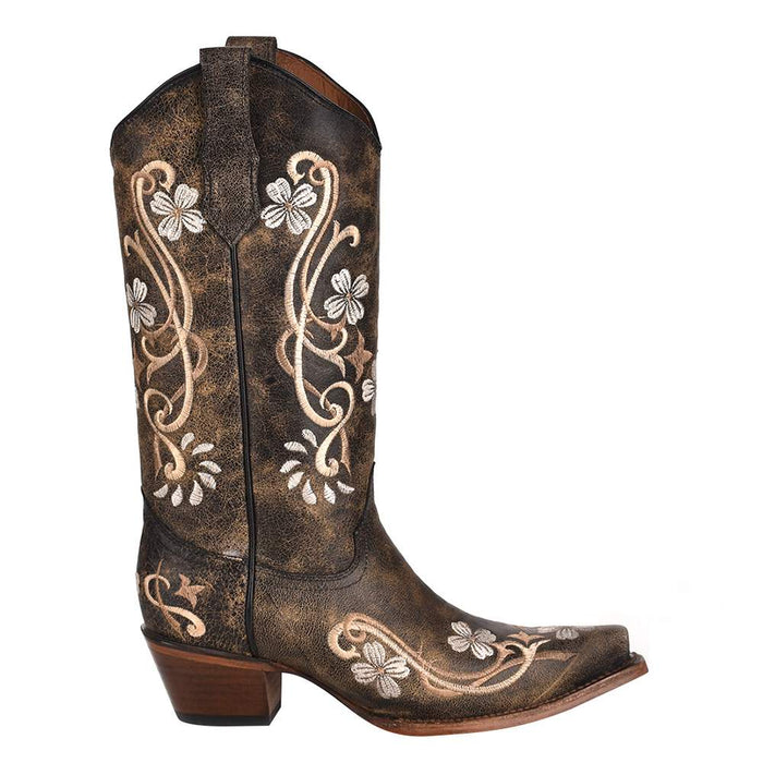 Circle G Womens Black Multi Color Floral 13 Snip Toe Boot