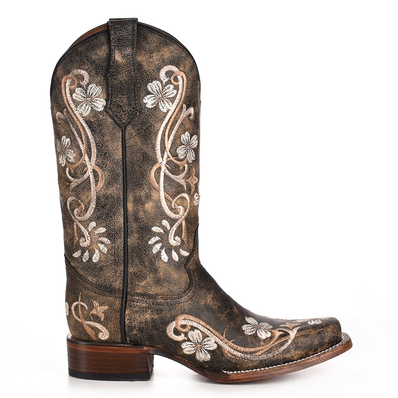 Circle G Women`s Floral Vamp 11In Floral Embroidered Top Boot