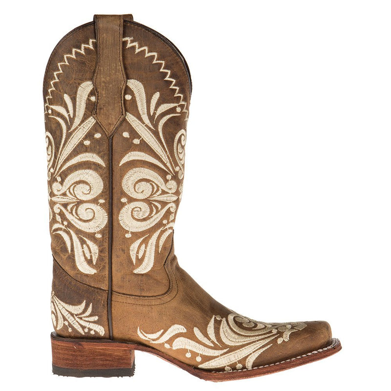 Circle G Womens Tan Embroided Square Toe Boots