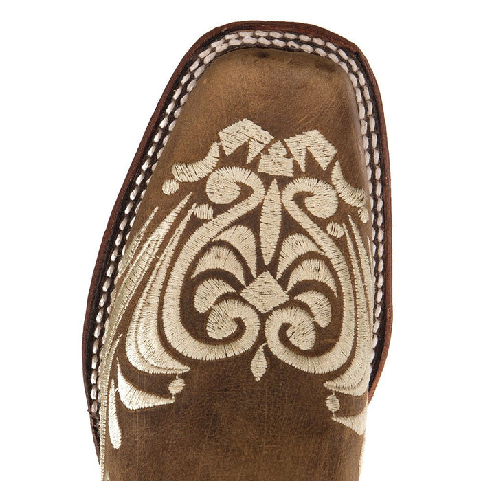 Circle G Womens Tan Embroided Square Toe Boots