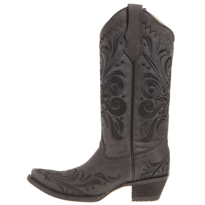 Circle G Women's Black Filigree Snip Toe Cowgirl Boots