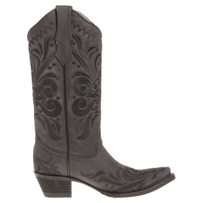 Circle G Women's Black Filigree Snip Toe Cowgirl Boots