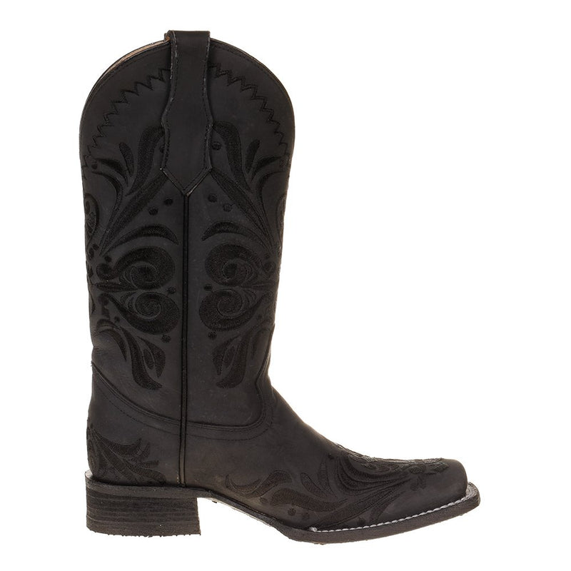 Circle G Women's Black Embroidered Square Toe Boot