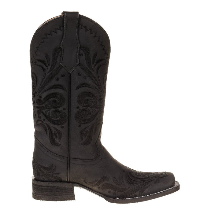 Circle G Women's Black Embroidered Square Toe Boot