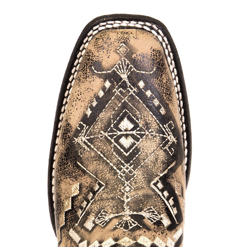 Circle G Women's Sand Embroidery Square Toe Boot