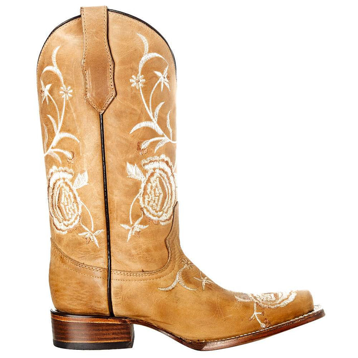 Circle G Women`s Sand Floral Embroidery Boot