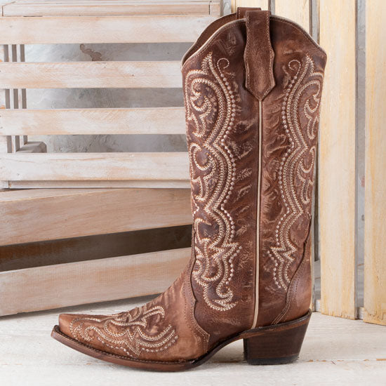 Circle G Ladies' Brown Embroidery Boots