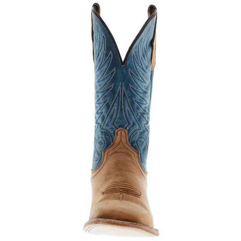 Circle G Men's Tan Vamp 12in Blue Cowhide Top