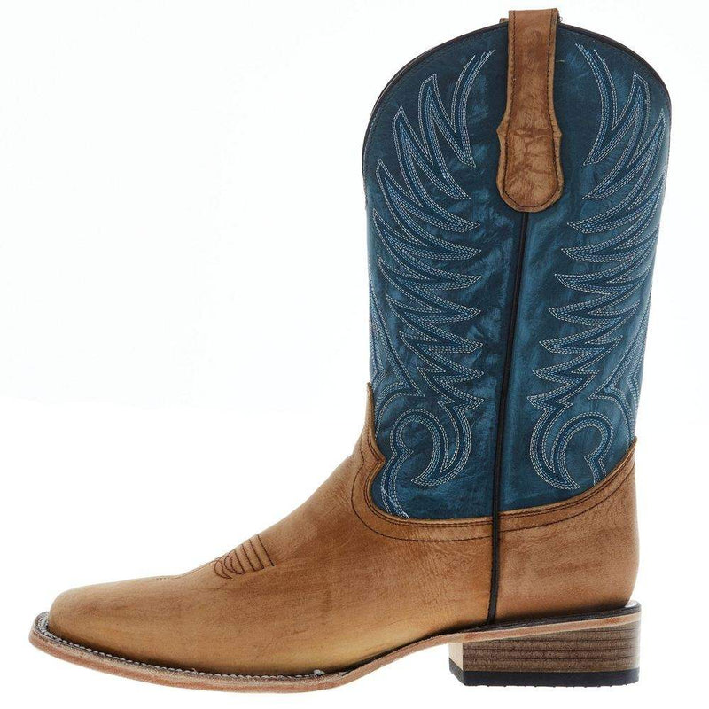 Circle G Men's Tan Vamp 12in Blue Cowhide Top
