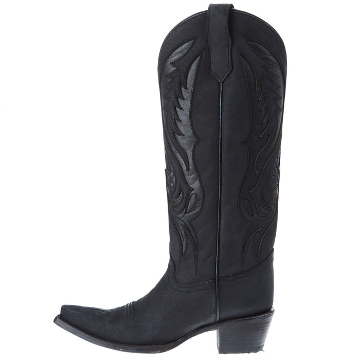 Circle G Womens Black Inlay Embroidery 14 In Top Snip Toe Cowgirl Boot