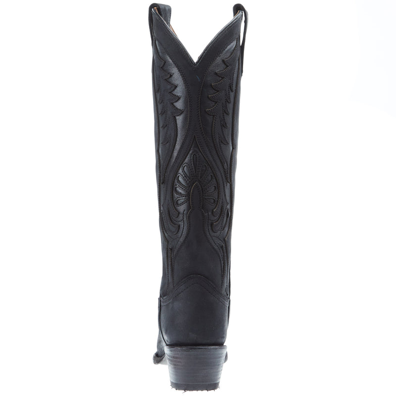 Circle G Womens Black Inlay Embroidery 14 In Top Snip Toe Cowgirl Boot