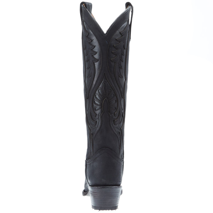 Circle G Womens Black Inlay Embroidery 14 In Top Snip Toe Cowgirl Boot