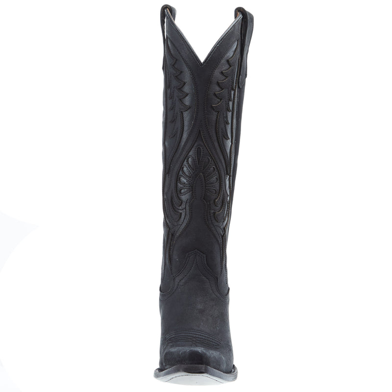 Circle G Womens Black Inlay Embroidery 14 In Top Snip Toe Cowgirl Boot