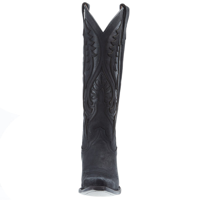 Circle G Womens Black Inlay Embroidery 14 In Top Snip Toe Cowgirl Boot